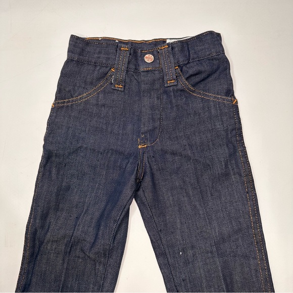 Billy the Kid VTG 50s 60s Boys Jeans Dark Wash Straight Single Orange Stitch - Picture 3 of 13